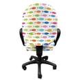 thumbnail image 3 of Fish Office Chair Slipcover, Colorful Row of Simplistic Aquatic Animal Silhouettes with Various Ornaments, Stretch Decorative Fabric Cover, Standard Size, White and Multicolor, by Ambesonne, 3 of 5