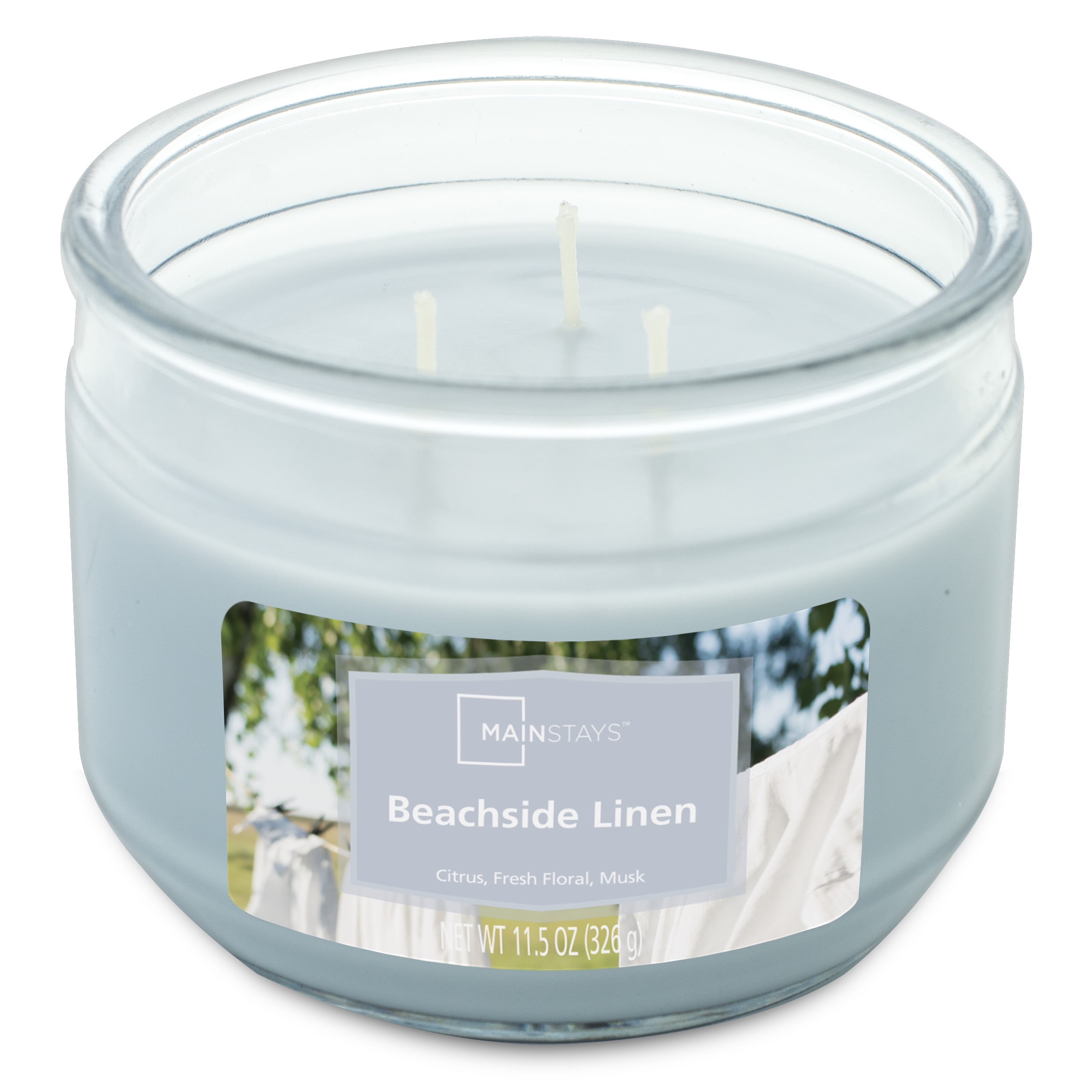 Mainstays Beachside Linen Scented 3 Wick Candle, 11.5 oz.