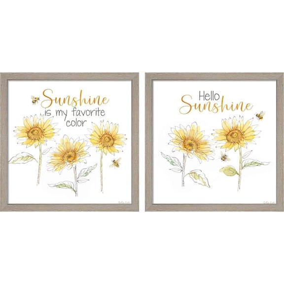 Great Art Now Be My Sunshine C by Cynthia Coulter, 2 Piece Framed Art Set Each 13"W x 13"H