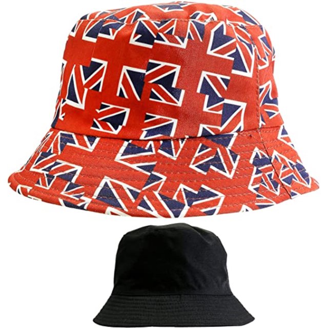 Sombrero De Union Jack Sombrero De Cubo Reversible Unisex Decoración De Jubileo De La Reina Británica Sombrero De Sol De Pesca Al Aire Libre Sombrero De Playa De Verano ANGGREK Juguetes