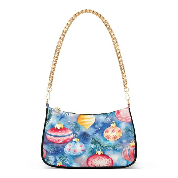 Ryvnso Balls Christmas Womens Chain Shoulder Bag Tote Handbags Clutch Hobo Purse with Zipper for Travel