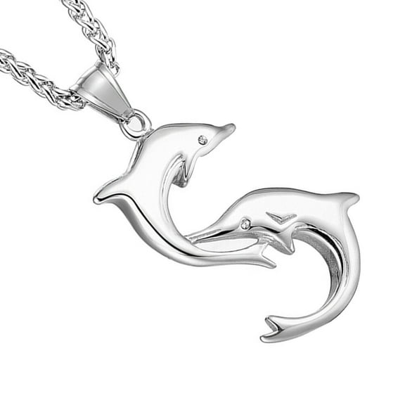 OUNONA  Men's Pendant Dolphin Necklace Dolphins Necklaces Man Silver