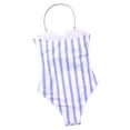 thumbnail image 3 of KOMOO Female One Piece Swimsuit Vertical Stripe Swimwear Sleeveless Backless Ruched Bathing Suits, 3 of 4