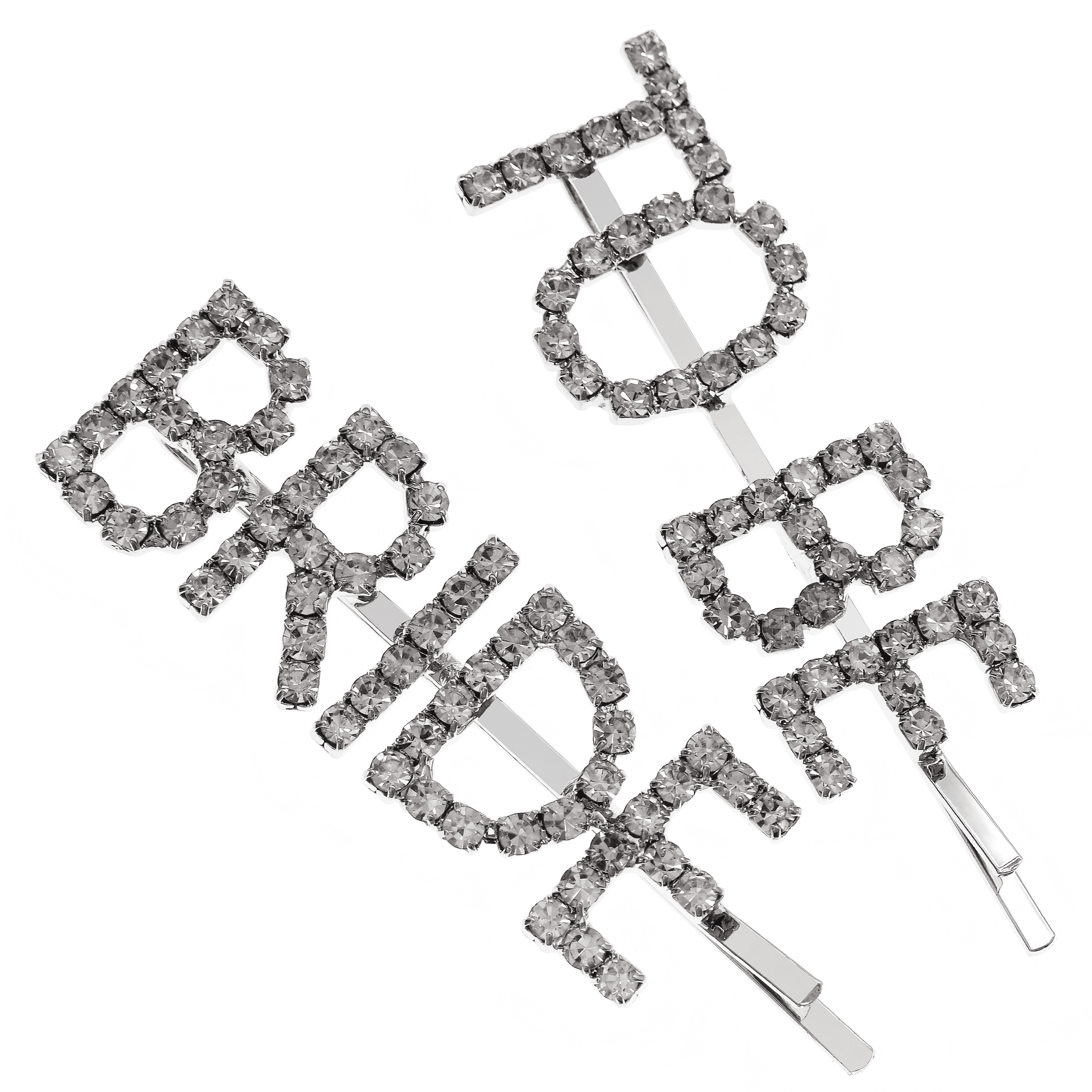 Miallo Silver Crystal Bride to Be Bobby Pins, 2Pcs Rhinestone Word Hair Clips, Wedding Hair Accessories for Brides