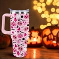 thumbnail image 2 of Halloween Tumbler, Cute Pink Pumpkin Ghost Tumbler with Handle and Straw, 40 oz Stainless Steel Insulated Water Bottle Halloween Gifts for Women, 2 of 6