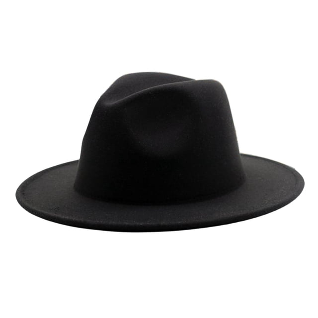 Sombrero Fedora Zulema Transpirable Patchwork Térmico Engrosado Moda Ancho Negro