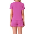 thumbnail image 3 of Conjunto de pijama para mujer INSPIRE CHIC de 2 piezas con top de manga corta y pantalones cortos con volantes y bolsillo L Rosa, 3 of 6
