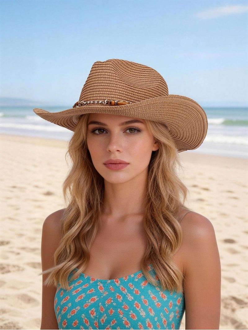 Deago Straw Cowboy Hat for Men Women Western Cowgirl Hat  display picture 2