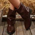thumbnail image 2 of Wensltd Wide Calf Boots for Women Low Heel Fall Belt Buckle Chunky Short Booties with Side Zipper, 2 of 4