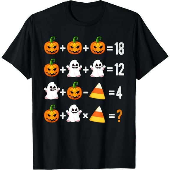 Math Teacher Graphic Tee Halloween Order Of Operations Design Pumpkin Comfort Cotton T-Shirt Black S-5XL