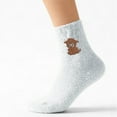 thumbnail image 2 of Womens White Highland Cow Socks, Cozy Non-Slip Fuzzy Ankle Socks, Plush Animal Slipper Socks & Christmas Gift,Size Free Size, 2 of 5