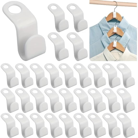 10 Pack Space Saving Hanger Hooks, Heavy Duty Plastic Hanger Connectors, Closet Organizer System for Hanging Clothes, Double Closet Space, Wardrobe Storage Solution