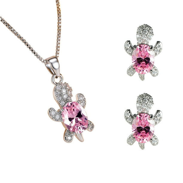 Fiudx Conjunto de Joyas de Tortuga, Elegante Par de Collar y Pendientes, Diseño de Aleación Brillante, Perfecto para Bodas y Fiestas, Regalo Ideal para San Valentín y El Día de La Madre, Pieza de Mod