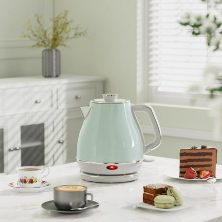 Electric Tea Kettle, 1500W /1.0L Hot Water Boiler Heater Pot, Retro Small Electric Kettle, 100% Stainless Steel Electric Teapot, Auto Shut-Off & Boil-Dry Protection