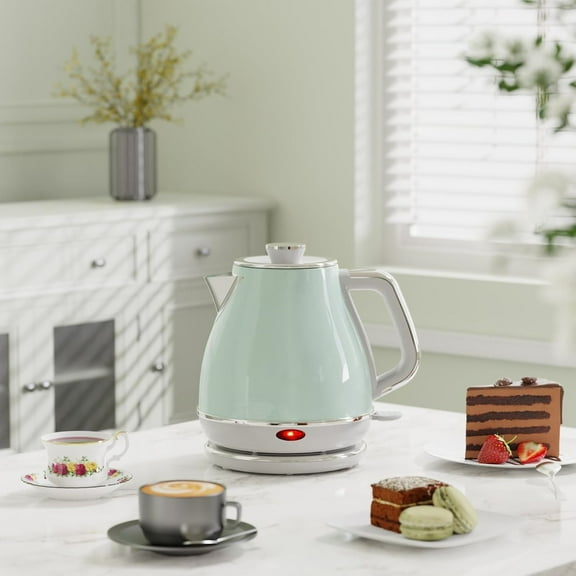 Electric Tea Kettle, 1500W /1.0L Hot Water Boiler Heater Pot, Retro Small Electric Kettle, 100% Stainless Steel Electric Teapot, Auto Shut-Off & Boil-Dry Protection