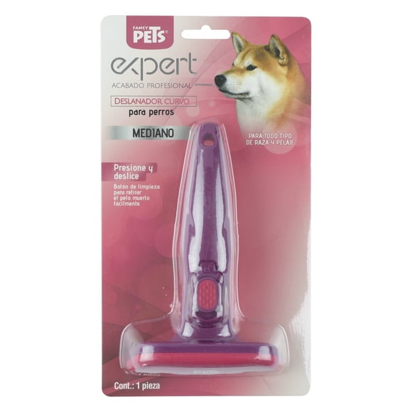 Deslanador Curvo Mediano Fancy Pets Acero Ergonómico P/Perro FL8333