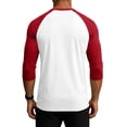 thumbnail image 4 of Men Casual Shirts Classic Raglan Basic Soft Cotton 3/4 Long Sleeve Sports Baseball Jerseys T Shirts fashion comfort Loose top Red XL, 4 of 6