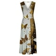 thumbnail image 3 of Hvot&aat Women's 3D Butterfly Print Maxi Dress V Neck Sleeveless Flowy Tank Dresses A Line Pleated Cocktail Party Dress, 3 of 4