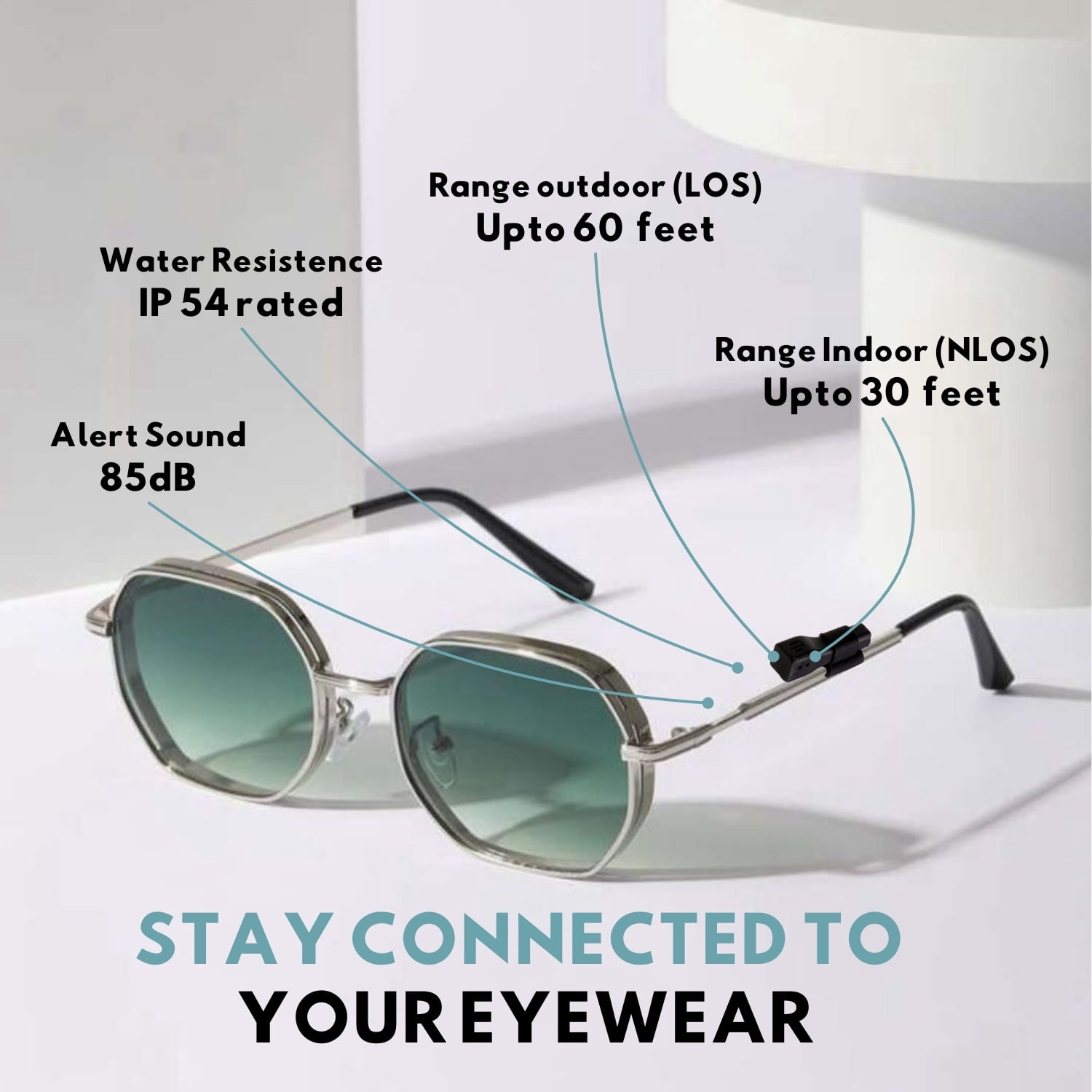 Glasses Tracker For Apple iOS| Apple Find My Alternate| Locate Spectacles, Find Eyewear, Never lose Sunshades| Light Weight, Small Size, Fit All Specs Size| Battery, Charger and  Accessory Included