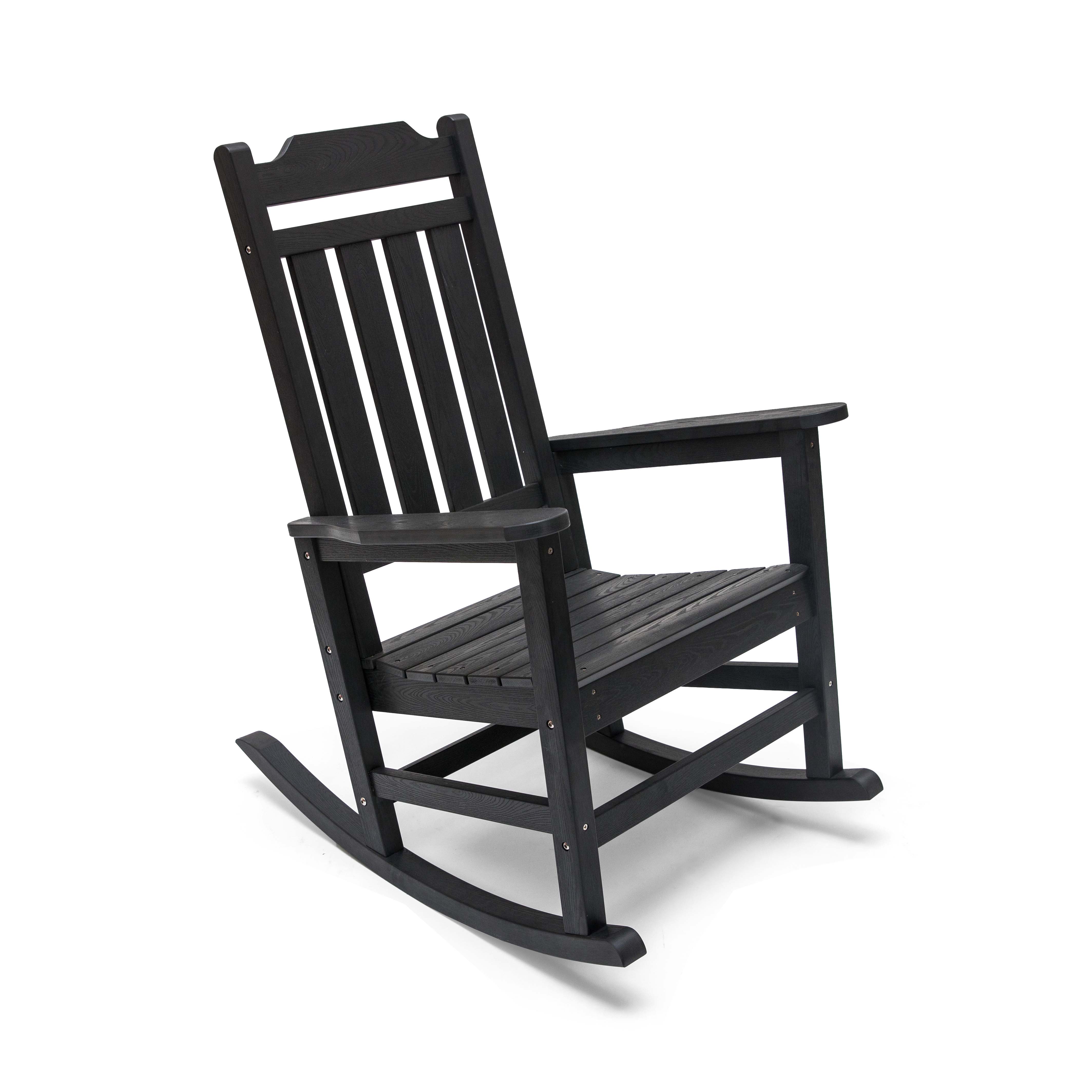Black All Weather Indoor-Outdoor Two Rocking Chairs and Side Table (3Pc SET) - image 5 of 15