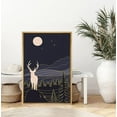 thumbnail image 2 of PixonSign Framed Wall Art Print Set Deer in The Golden Blue Night Forest Animals Wilderness Illustrations Modern Art Farmhouse/Country Colorful Dark for Living Room, Bedroom, Office - 24"x36" Natural, 2 of 5