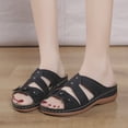 thumbnail image 2 of HNMKIU Women Sandals Comfortable Women's Slides with Floral Hollow Out Design for Daily Leisure Thick Sole Open Toe Footwear for Casual Outfits Summer Shoes Black,9.5, 2 of 8