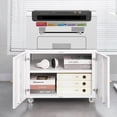 thumbnail image 2 of 2 Door Office Furniture Copier Cabinet Steel Copier Stand Mobile Pedestal File Printer Stand For Home Office Garage Gym School, White(17.7inch), 2 of 6