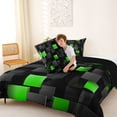 thumbnail image 4 of Manfei Abstract 3D Cube Full Size Comforter Sets, Geometric Checkered Bedding Comforter Set, Black and Green, Black Reversible 3pcs, 1 Comforter and 2 Pillowcases, 4 of 6
