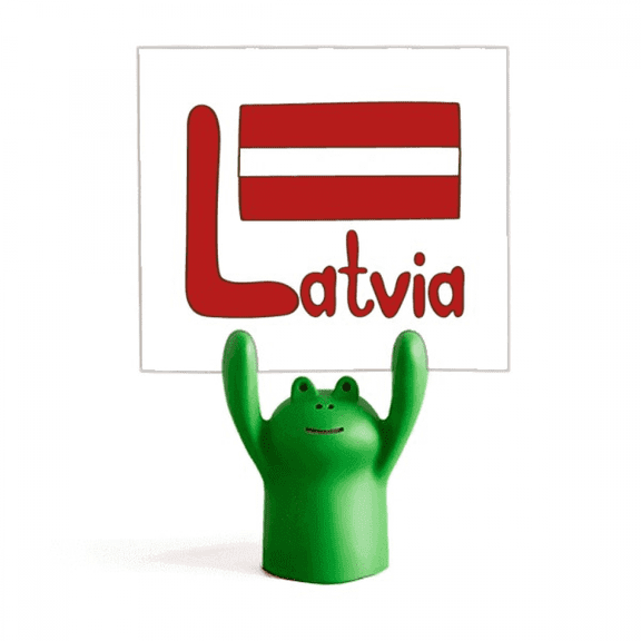 Latvia National Flag Red Pattern Memo Holder Cartoon Animal Frog Stand Decoration
