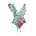 thumbnail image 2 of IDOPIP Women's One Piece Swimsuit with Matching Wrap Skirt Sarong Halter Floral Print Bikini Set Bathing Suits, 2 of 4