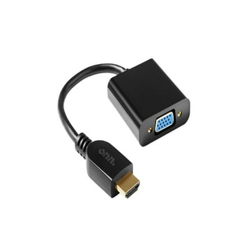 onn.  Gold-Plated HDMI to VGA Adapter (Male to Female)- Black
