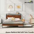 thumbnail image 2 of Bellemave Queen Platform Bed Frame with Twin Size Trundle, Usb Ports and Storage Shelf, Metal Queen Bed Frame with Headboard, Noise-Free, No Box Spring Needed(Black), 2 of 11