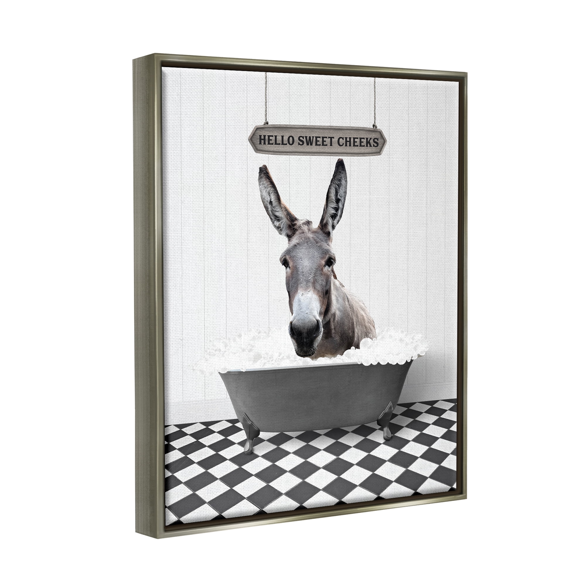 Stupell Industries Hello Sweet Cheeks Phrase Animals & Insects Painting Gray Floater Framed Art Print Wall Art, 17 x 21