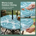 thumbnail image 5 of Round Outdoor Tablecloth with Umbrella Hole and Zipper, Teal Blue Monstera Deliciosa Tablecloth with Elastic Waterproof, Summer Botanical Tropical Patio Table Covers for 55" - 60" Picnic Pool Tables, 5 of 9