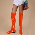 thumbnail image 2 of Puntoco Women Winter Boots Clearanc Fall/Winter Candy Low Heel Patent Leather Side Zip Tall Over-the-Knee Boots Orange 9(42), 2 of 8