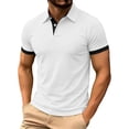 thumbnail image 4 of Muscularfit T Shirts for Man Ringer Work Shirts Polo Shirts Oversized Shirt Collared Short Sleeve White Mens Summer Shirts,L, 4 of 8