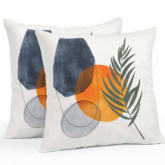 Outdoor Pillow Covers Pack of 2, Mid Century Abstract Terracotta Sun Boho Leaf Waterproof Throw Pillowcase Cushion Cases, Modern Art Decorative Pillow Cover for Couch Sofa Home Bed Patio