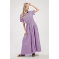 thumbnail image 2 of utcoco Womens Casual Striped Shirt Short Sleeve Maxi Dress Purple-L, 2 of 4