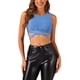 thumbnail image 1 of INSPIRAR CHIC Top Corto Sin Mangas con Brillo y Cuello Redondo Criss Cross para Mujeres Talla M Azul Claro, 1 of 5