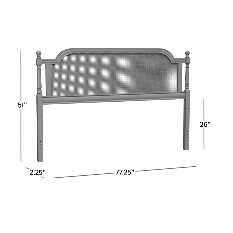 Hillsdale Furniture Melanie Wood and Cane King Headboard WO Frame French Gray