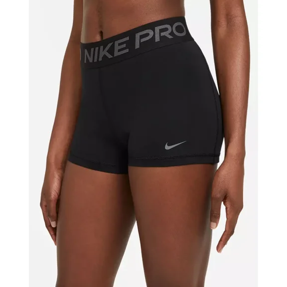 Nike Pro Women's 3" Shorts, Black/Iron Grey Small, B0BG9GRVPT