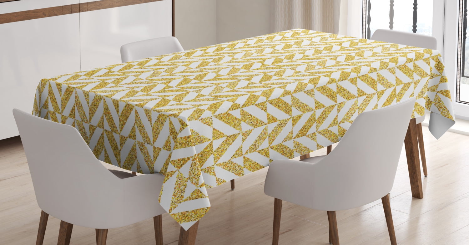 Geometric Tablecloth, Traditional Herringbone Pattern Striped Zigzags ...