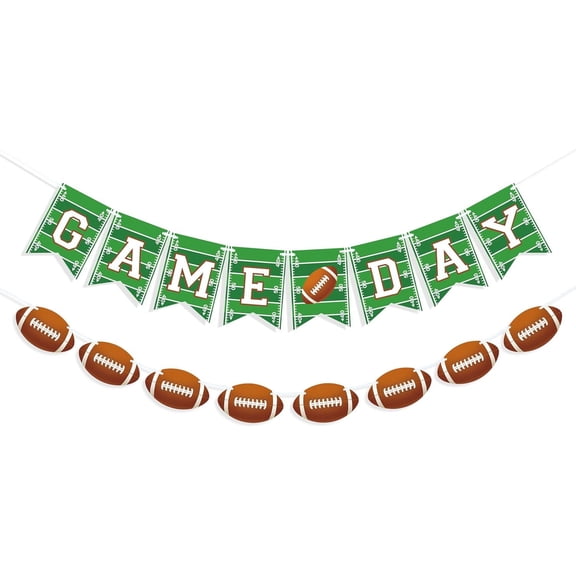 Game Day Banner Football Party Decorations Garland Football Baby Shower Photo Props Sports Birthday Party Decorations Football Party Decor Tailgate Party Supplies