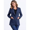 thumbnail image 4 of DARING DIVA Women's Faux Suede Lapel Collar One Button Dressy Suit Jacket S Navy Blue, 4 of 6