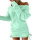 thumbnail image 1 of Vestido de manga larga plisado con cordón de color sólido sexy para mujer Fridja  nbo68, 1 of 9