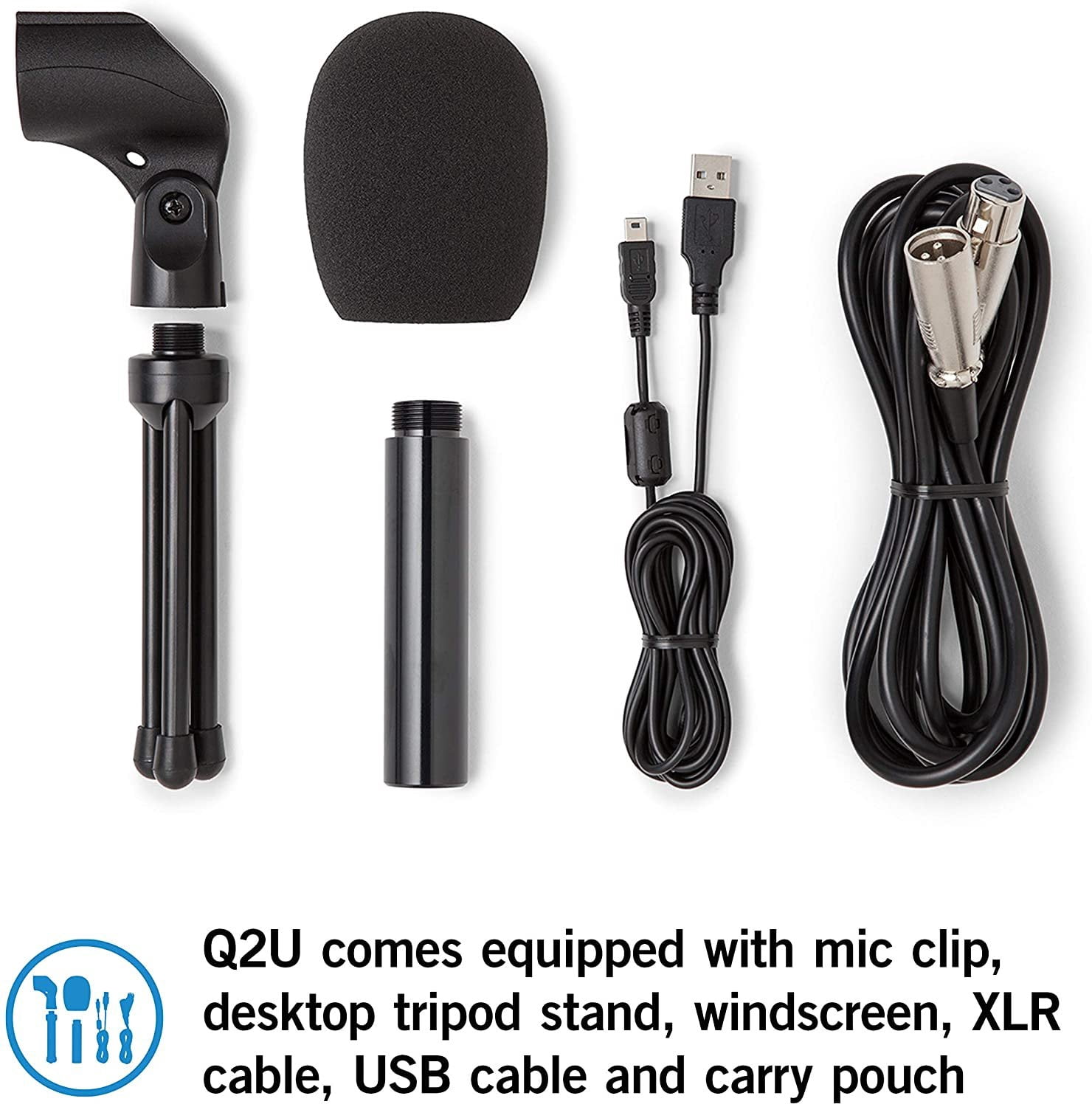 Samson Technologies Q2U USB/XLR Dynamic Microphone with Desktop Stand, Silver