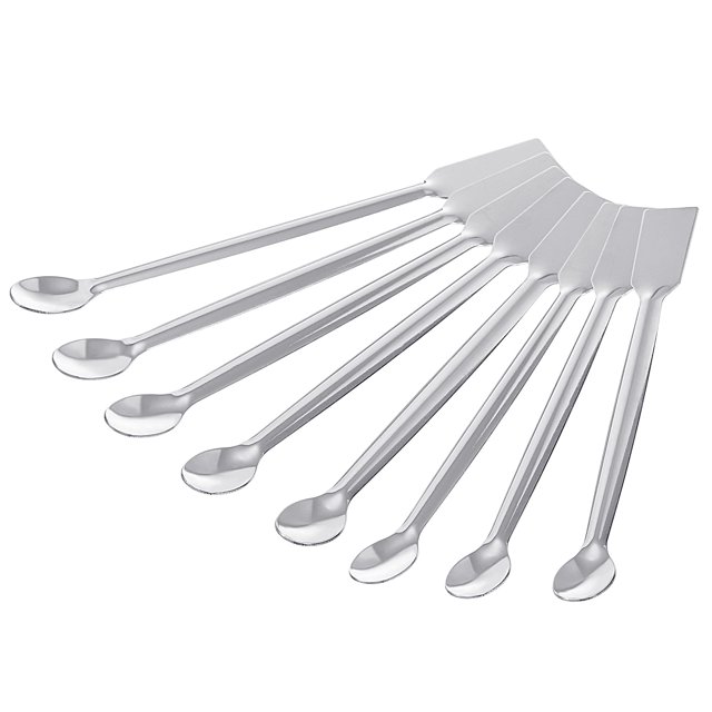 Micro Laboratorio Cucharas Mezclador Espátula Extremo 5.91" Plata 201 Inoxidable Acero Polvos Muestreo Cuchara para Laboratorio Paquete de 8