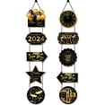 thumbnail image 2 of Tnobhg 1 Pair 2024 New Year Banners with Lanyard Exquisite Pattern Shiny Rich Color Hanging Banner Couplet Door Curtain Signs, 2 of 7