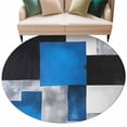 thumbnail image 2 of Blue Blavk Grey Round Area Rug 7 FT,Non Slip Living Room Area Carpet,White Abstract Art Gradient Modern Art Washable Soft Circular Rug Non-Shedding Floor Carpet for Bedside Office Play Room Classroom, 2 of 9