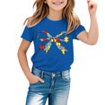 thumbnail image 2 of CPNG Children's Girls and Boys T Shirt Autism Awareness Bow Puzzle Print Loose Fit Tees Summer Casual Crew Neck Short Sleeve T-Shirt, 2 of 8